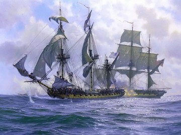 海戦 Painting - フリゲート艦と帆船